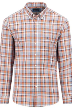 FYNCH HATTON Hemd rot kariert Langarm Button-Down