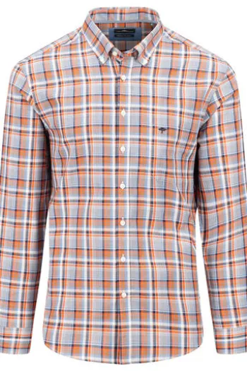 FYNCH HATTON Hemd rot kariert Langarm Button-Down