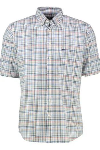 FYNCH HATTON Hemd rot kariert Regular Fit Kurzarm