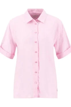 FYNCH HATTON Leinen-Bluse sorbet rose Kurzarm