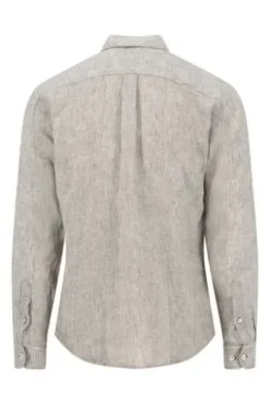 FYNCH HATTON Leinen Hemd dark khaki Casual Fit