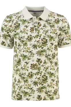 FYNCH HATTON Polo-Shirt cement geblümt Casual Fit