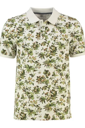 FYNCH HATTON Polo-Shirt cement geblümt Casual Fit