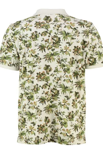 FYNCH HATTON Polo-Shirt cement geblümt Casual Fit