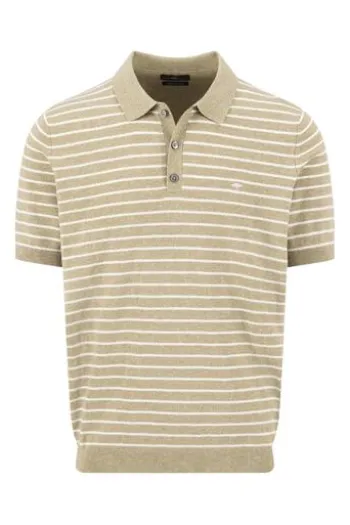 FYNCH HATTON Polo-Shirt pistachio gestreift Casual Fit