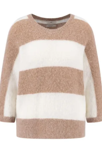 FYNCH HATTON Pullover cappuccino gestreift 3/4-Arm
