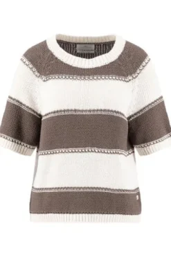 FYNCH HATTON Pullover milk gestreift Kurzarm