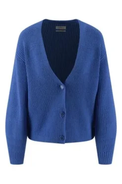 FYNCH HATTON Strickjacke pacific blue im trendigen Rippstrick
