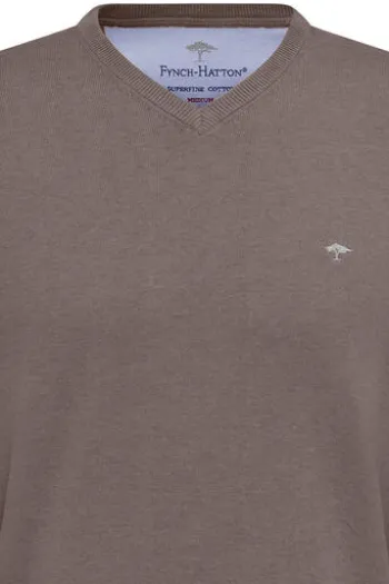 FYNCH HATTON V-Auschnitt Pullover earth