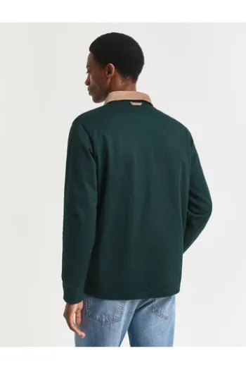 GANT Cord Collar Heavy Polo Shirt tartan green