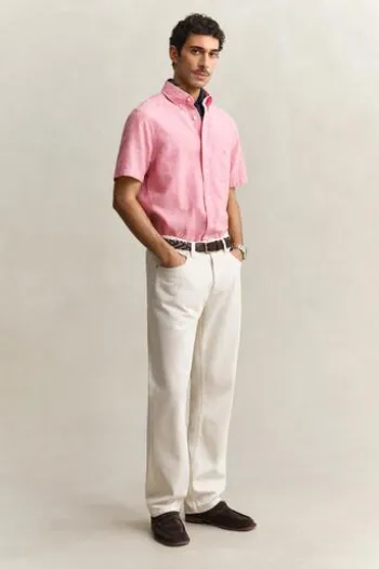GANT Hemd rose pink Regular Fit Kurzarm