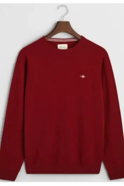 GANT Lambswool Rundhals-Pullover plumped red Regular Fit