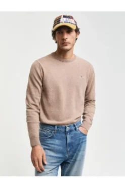GANT Lambswool Rundhals Pullover beige Superfine Lambswool