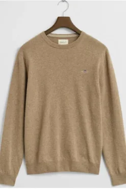 GANT Lambswool Rundhals Pullover beige Superfine Lambswool