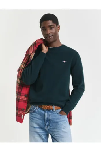 GANT Lambswool Rundhals Pullover dunkelgrün Superfine Lambswool