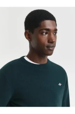 GANT Lambswool Rundhals Pullover dunkelgrün Superfine Lambswool