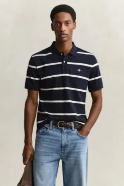 GANT Polo-Shirt evening blue gestreift Regular Fit