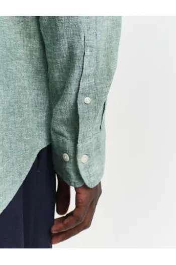 GANT REG Leinen Hemd woody green Regular Fit Langarm