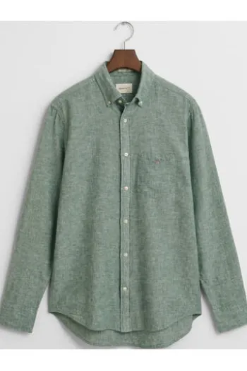 GANT REG Leinen Hemd woody green Regular Fit Langarm