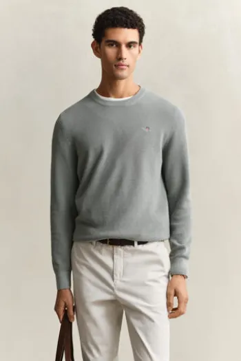GANT Rundhals Pullover ceramic grey Regular Fit