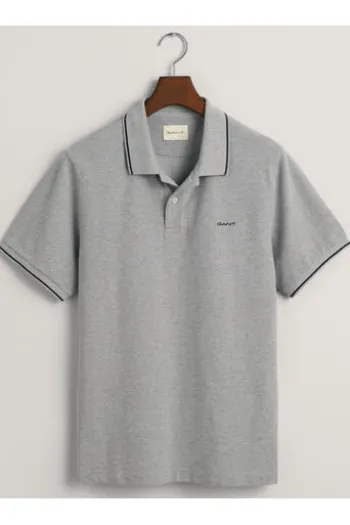 GANT Tipping SS Pique Polo-Shirt Grey Melange
