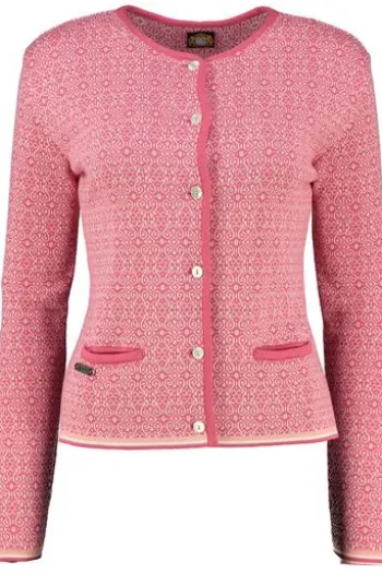 HAMMERSCHMID Strickjacke Chur koralle im feinen Jacquard-Strickmuster