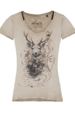 HANGOWEAR Trachten-Shirt beige Kurzarm Ferike