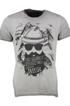HANGOWEAR T-Shirt grau Kurzarm Bartl
