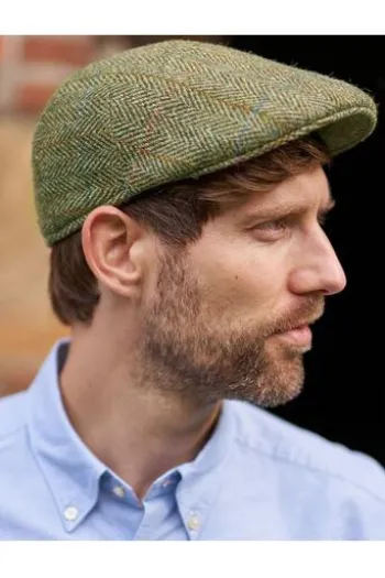 Harris Tweed Mütze Henry Cap light green kariert