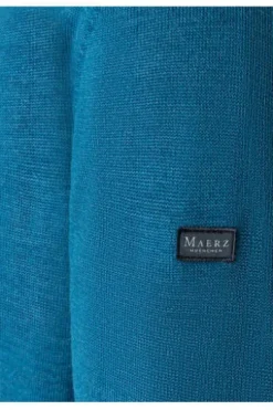 Herren-Pullunder MAERZ V-Ausschnitt Pullover blau extra feine Merinowolle