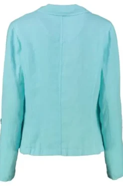 JUST WHITE Leinen-Blazer aqua in Natur-Qualität