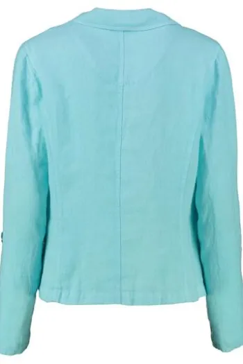 JUST WHITE Leinen-Blazer aqua in Natur-Qualität