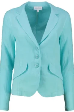 JUST WHITE Leinen-Blazer aqua in Natur-Qualität