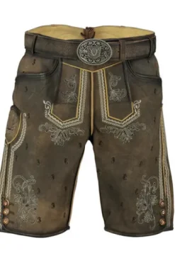 KRÜGER BUAM Lederhose braun Seepferdchen