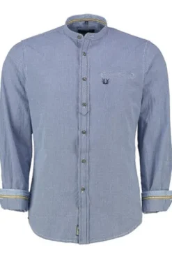 KRÜGER BUAM Trachtenhemd blau Slim Fit