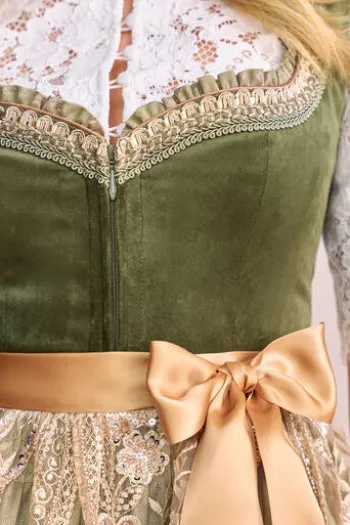 KRÜGER COLLECTION Mini Dirndl grün Ornamentmuster Vesa