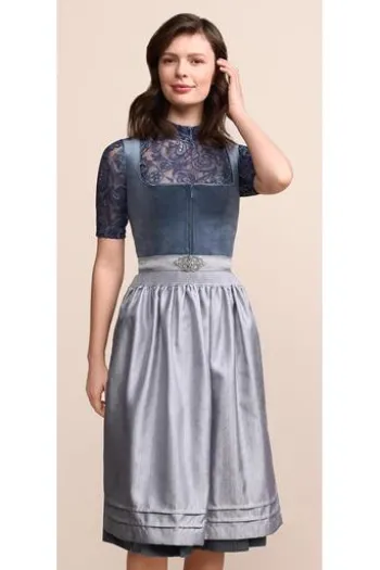 KRÜGER MADL Midi Dirndl hellblau Aurela (70 cm)