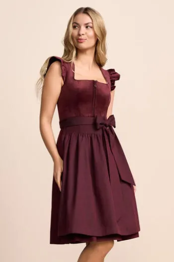 KRÜGER MADL Mini Dirndl bordeaux Tisha (60 cm)
