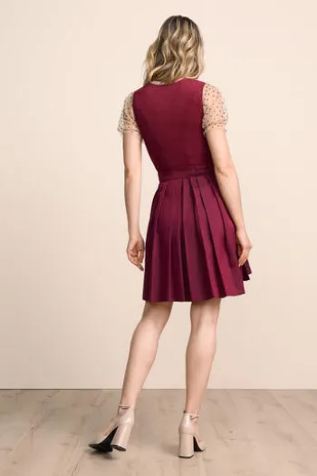 KRÜGER MADL MIni Dirndl bordeaux Evi 50er Rocklänge