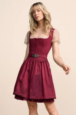 KRÜGER MADL MIni Dirndl bordeaux Evi 50er Rocklänge