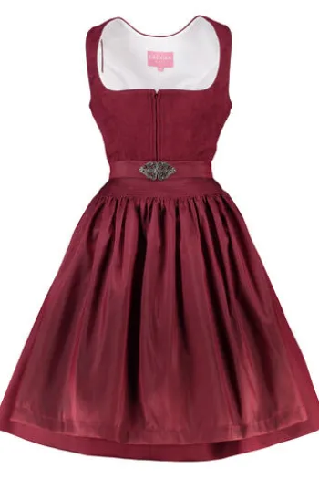 KRÜGER MADL MIni Dirndl bordeaux Evi 60er Rocklänge