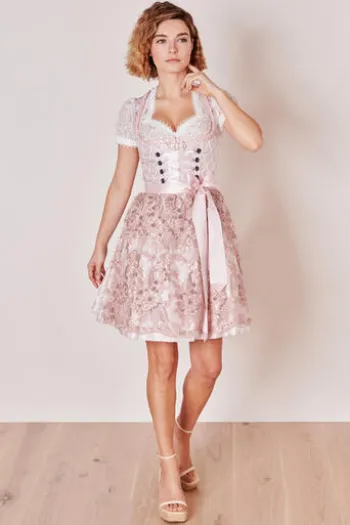 KRÜGER MADL Mini Dirndl rosa geblümt Lia