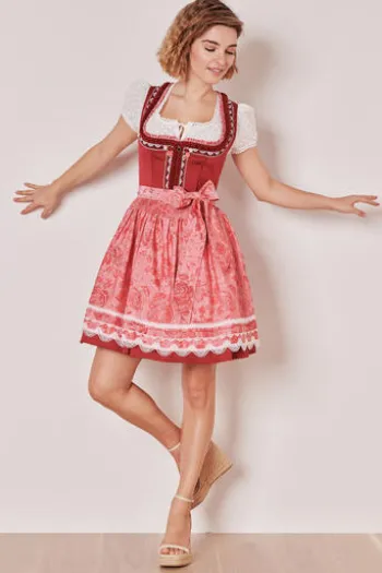 KRÜGER MADL Mini Dirndl rot geblümt Ulrika