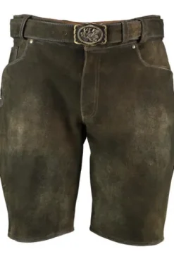 MADDOX Leder Shorts Hochkaltern braun