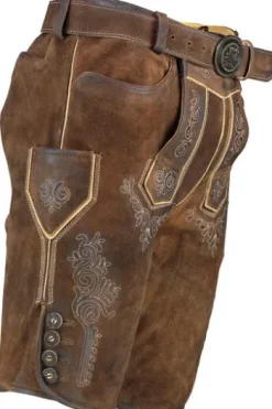 MADDOX Leder Shorts Rolli nuss einfarbig