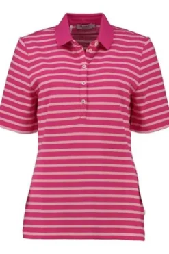 MAERZ Polo-Shirt pink gestreift in Piqué-Qualität