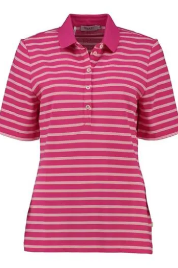 MAERZ Polo-Shirt pink gestreift in Piqué-Qualität