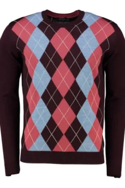 MAERZ Pullover bordeaux gemustert aus Merinowolle