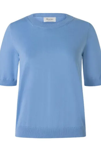 MAERZ Pullover endless sky- hellblau Kurzarm in Organic-Baumwoll-Qualität