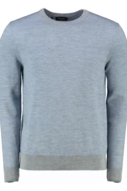 MAERZ Pullover Rundhals mit Leinen shades of blue